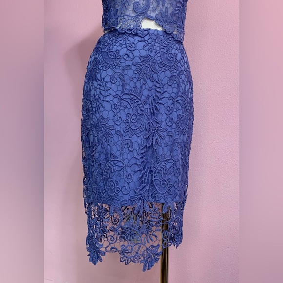 VTG bebe Blue crochet lace skirt 00 - Picture 7 of 11